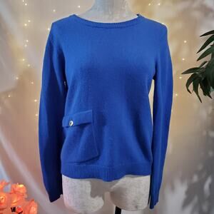 Elliott Lauren Lambs Wool Cashmere Angora Knit Blue Sweater Women's Size S